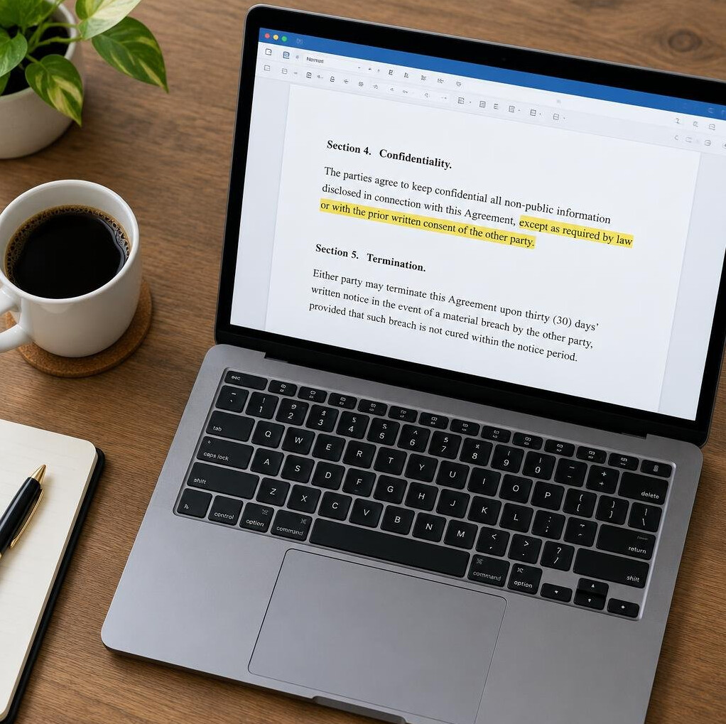 Laptop showing a digital document editor